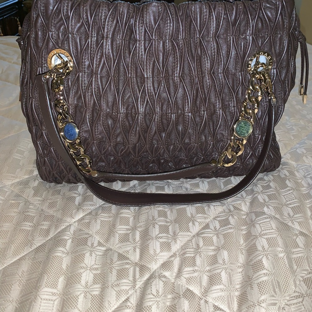 Bvlgari Pleated Leather Bag with Chains